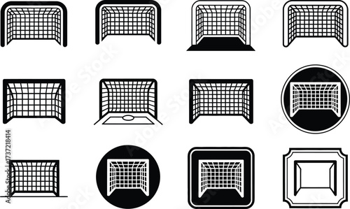 Collection of Soccer Goal Icons in Various Styles