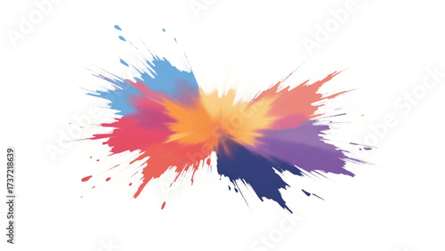 Colorful paint splash on white background. Abstract background with colorful splatter for creative projects. 