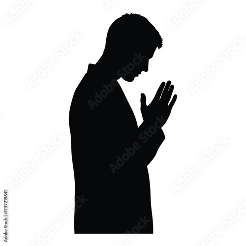 Silhouette of a man in prayer reverent devotion spiritual contemplation religious faith icon silhouette