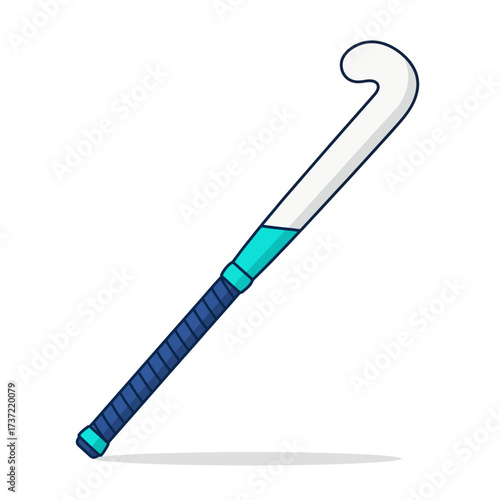 Cartoon field hockey stick illustration isolated on a white background. Professional equipment for team sports, athletic competition, and championship games