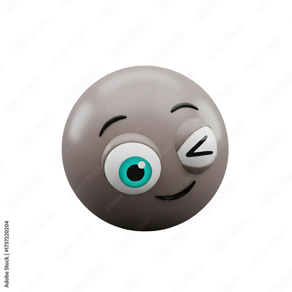 Fototapeta premium 3D Winking Face Emoji - Playful, Cheeky, Flirty, Humorous, Secretive, Friendly Gesture, Good Vibes