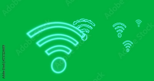 Animation of blue wifi icons over transparent background