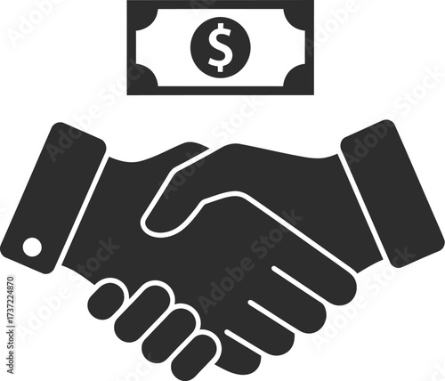Vector art of a handshake with money for a business deal