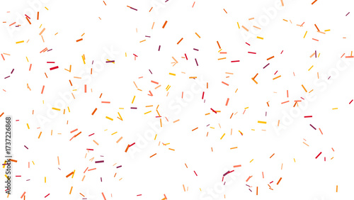 Vibrant Confetti Rain: Festive Red and Orange Particles on White Background