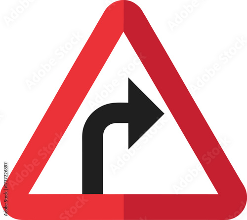Sharp left turn warning sign for road safety