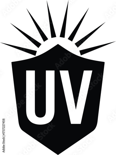 UV Protection Shield Icon - Sun Safety and Ultraviolet Ray Block Symbol