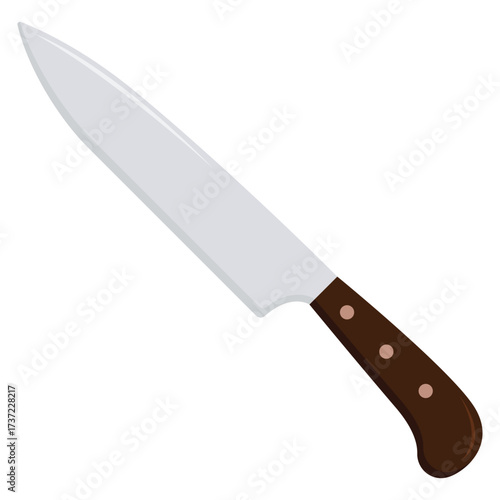 Kitchen knife chef steel blade vector isolated on white background.