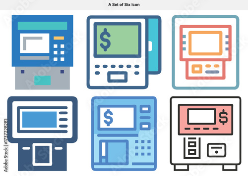 Diverse ATM Icons Financial Technology and Banking Services