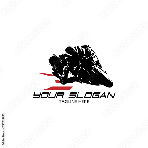 superbike racing motorcycle logo template with a white background