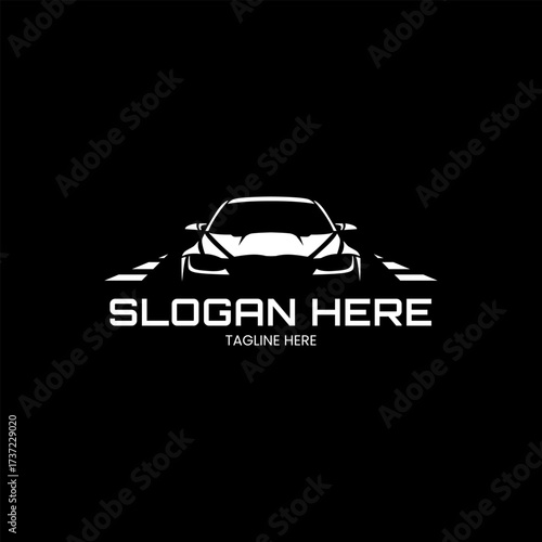 white car silhouette logo from front view with black background