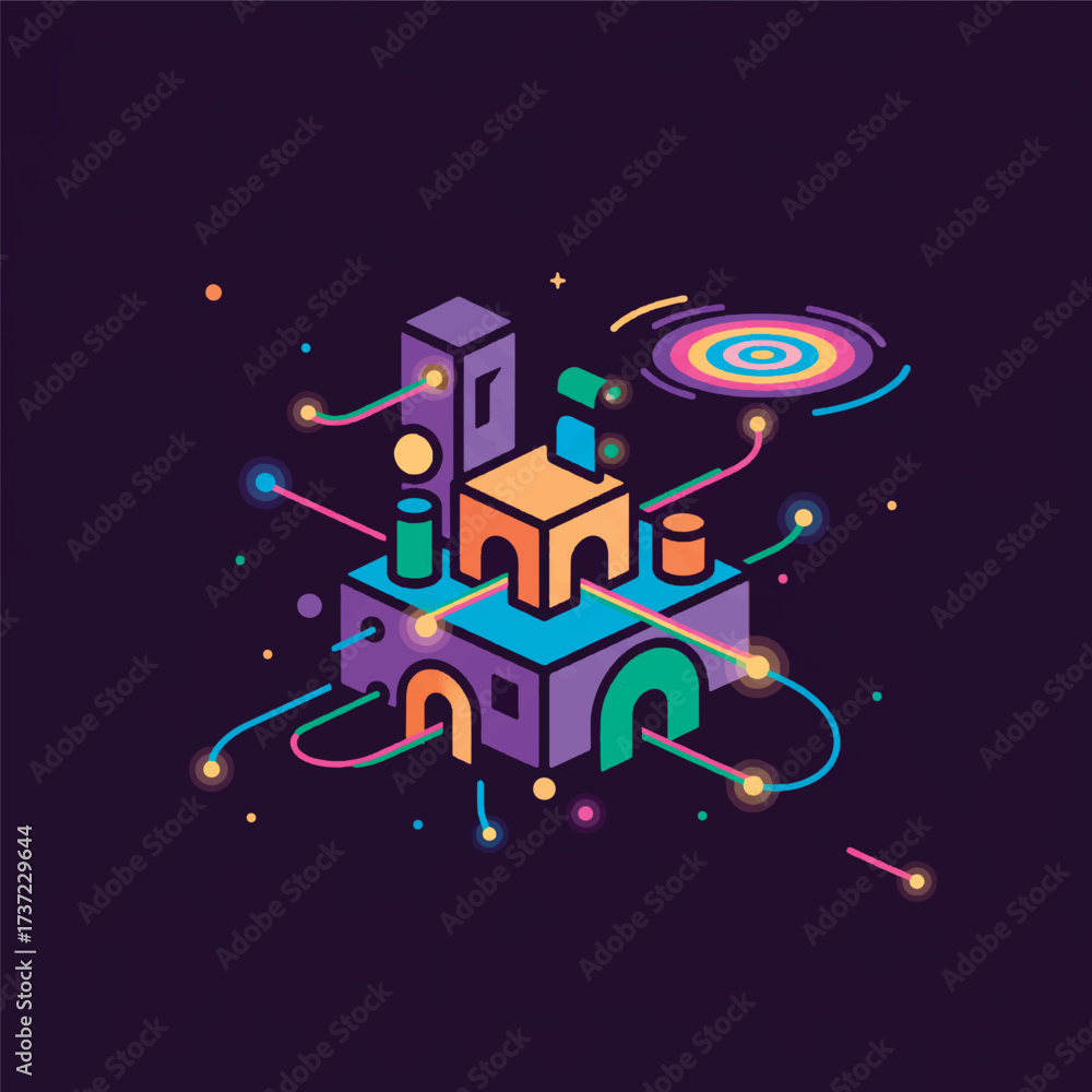 Fototapeta premium Minimalist Whimsical Abstract Escapism Vector Illustration