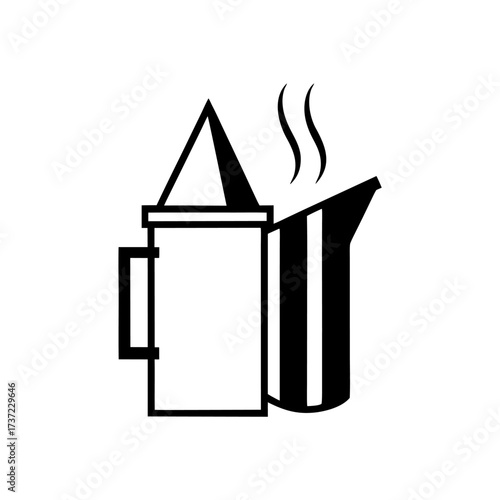 Beekeeping smoker tool with smoke lines.