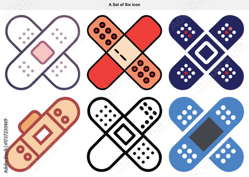 Colorful Bandage Icons Collection Medical Care and Healing Symbols