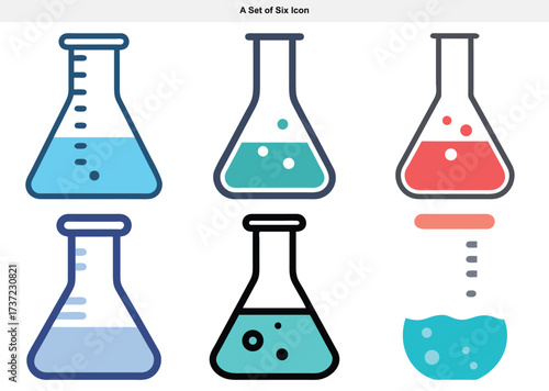 Laboratory Flasks Collection Chemistry, Science, Experiment Icons