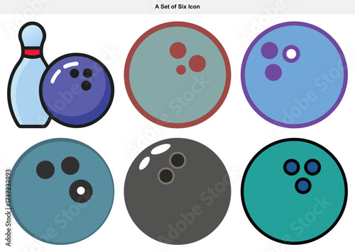 Bowling Fun A Colorful Collection of Bowling Balls and Pin Illustration