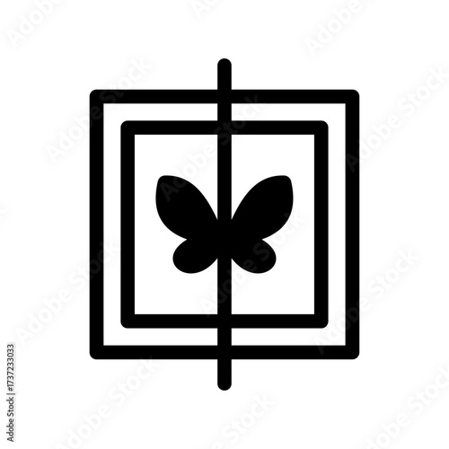 Framed Butterfly Symmetry Line Icon of Symmetry and Asymmetry Icon Set