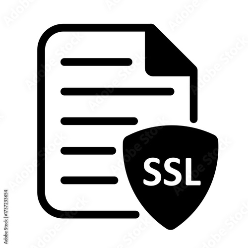 Document With SSL Badge Line Icon of SSL Certificates Icon Set
