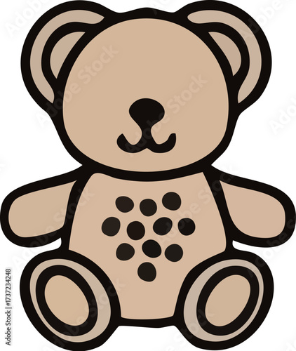 Cute Brown Teddy Bear Cartoon Illustration.