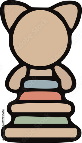 Stacking toy with animal ears and colorful rings 1.