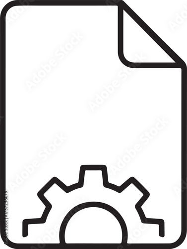 Simple outline icon representing a document with a gear mechanism for settings or configuration