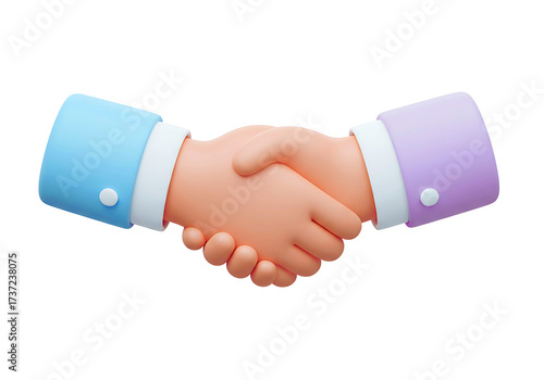 3d handshake icon for corporate collaboration, mutual trust, team support, business unity and successful partnerships