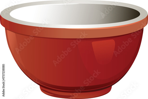 red ceramic bowl realistic style