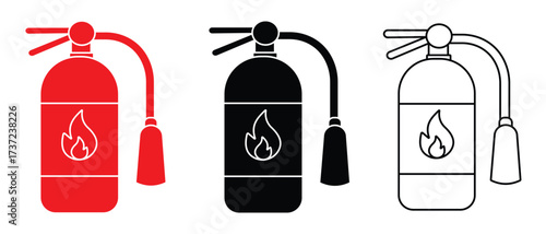 Fire extinguisher icon vector design. Silhouette of Fire extinguisher sign and symbol. Firefighters tools for flame fighting symbol, fire prevention line icon, logo, app. Vector illustration.