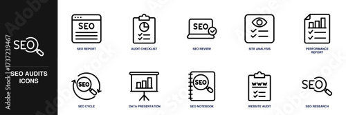 SEO Audits Line Icon Set
