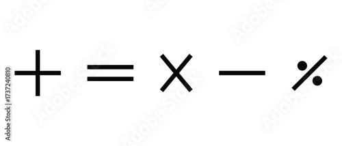 Basic mathematical icon set. Math and Calculator icon set. Plus Equals and minus  division symbol icon set. vector illustration.