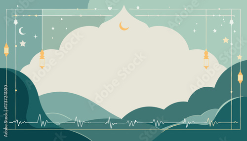 Serene Islamic Night Background: Ramadan Kareem & Eid Mubarak