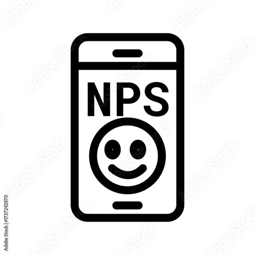 Mobile NPS Survey Line Icon of Net Promoter Score Icon Set