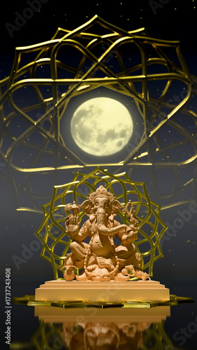 Lord Ganesha Illuminated In Festival