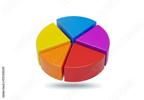 3d pie chart icon isolated on  white and white background