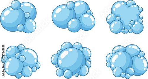 Cartoon Bubbles Set, Shiny Cartoon Soap Bubbles on a White Background