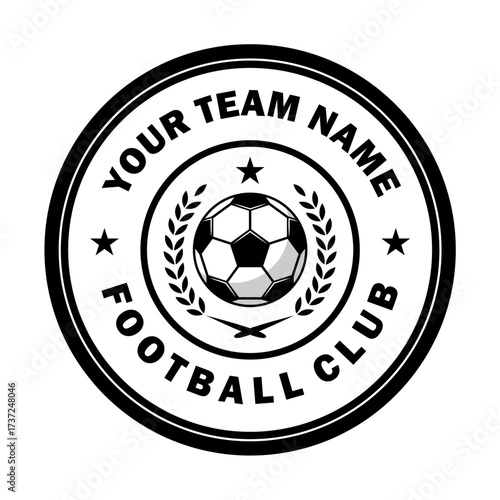 Football Club Logo with Soccer Ball and Circular Emblem