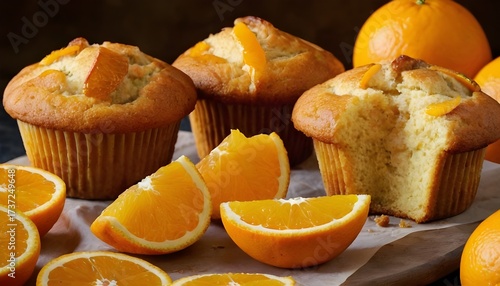orange muffins in a dark background