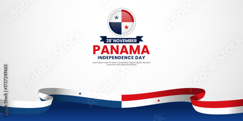 Panama independence day banner background 28th november design element with waving ribbon flag