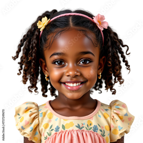 Smiling young girl studio portrait photography bright colors close-up joyful expression