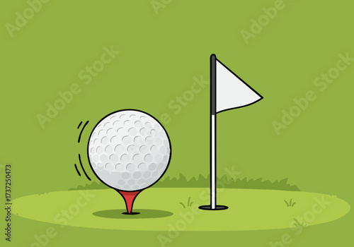 A playful illustration features a golf ball perfectly pinned to a tee, with a flag and green turf. The text ?Pin the Prcsisin? adds a humorous touch. Clean, modern design.