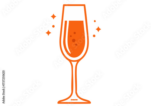 sparkling glass of champagne with bubbles ready for a celebratory toast Clean modern design with a bright orange hue Perfect for holidays celebrations or premium beverage themes