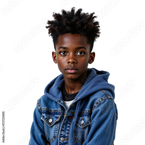 Portrait of a young boy in casual wear urban setting photography natural light close-up youthful expression