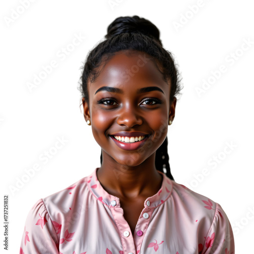 Joyful portrait of a young girl studio setting photography bright and cheerful environment close-up view happiness