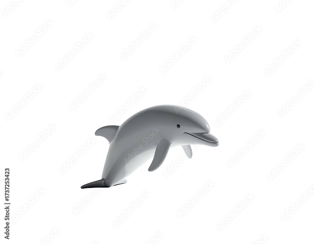 Fototapeta premium A sleek, gray dolphin leaps in a dark void, showcasing elegant form