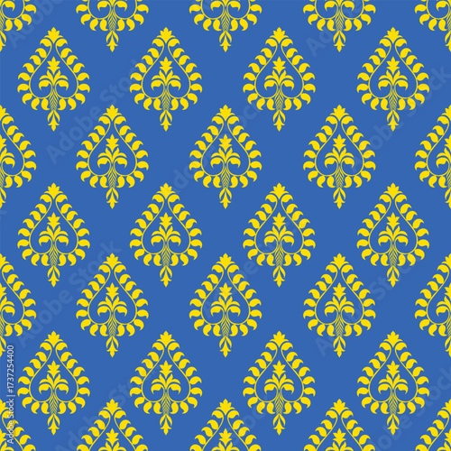 Deep blue backdrop accented by vivid yellow elements in a precise, orderly arrangement, delivering a sense of luxury and energy through bold color contrast.