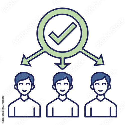 Teamwork approval icon representing consensus decision making and agreement among colleagues 