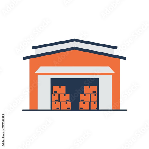 Modern logistics hub illustration showcasing efficient storage solutions for goods and inventory within a distribution center, vital for global supply chains