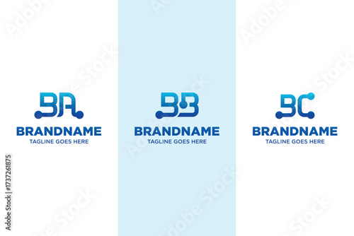 Letters BA BB BC Technology Logo, symbolizing innovation, digital growth, and connectivity