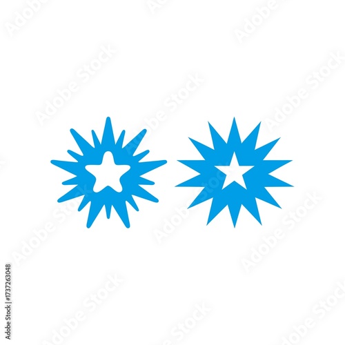 Two starburst symbols in blue on a white background vector