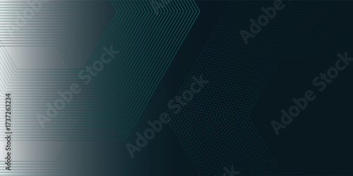Elegant modern dark blue to light blue and green gradient background hexagon