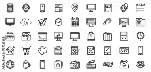 Collection of Business and Lifestyle Icon Set in Outline Style for Design Projects and Applications